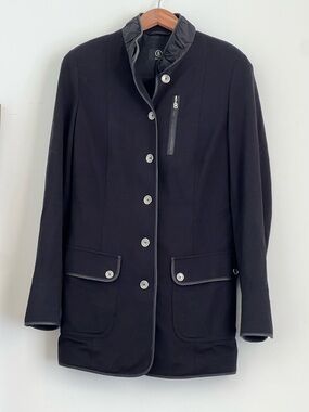 BOGNER Luxury Military Blazer Coat with Leather Trim & Logo Hardware